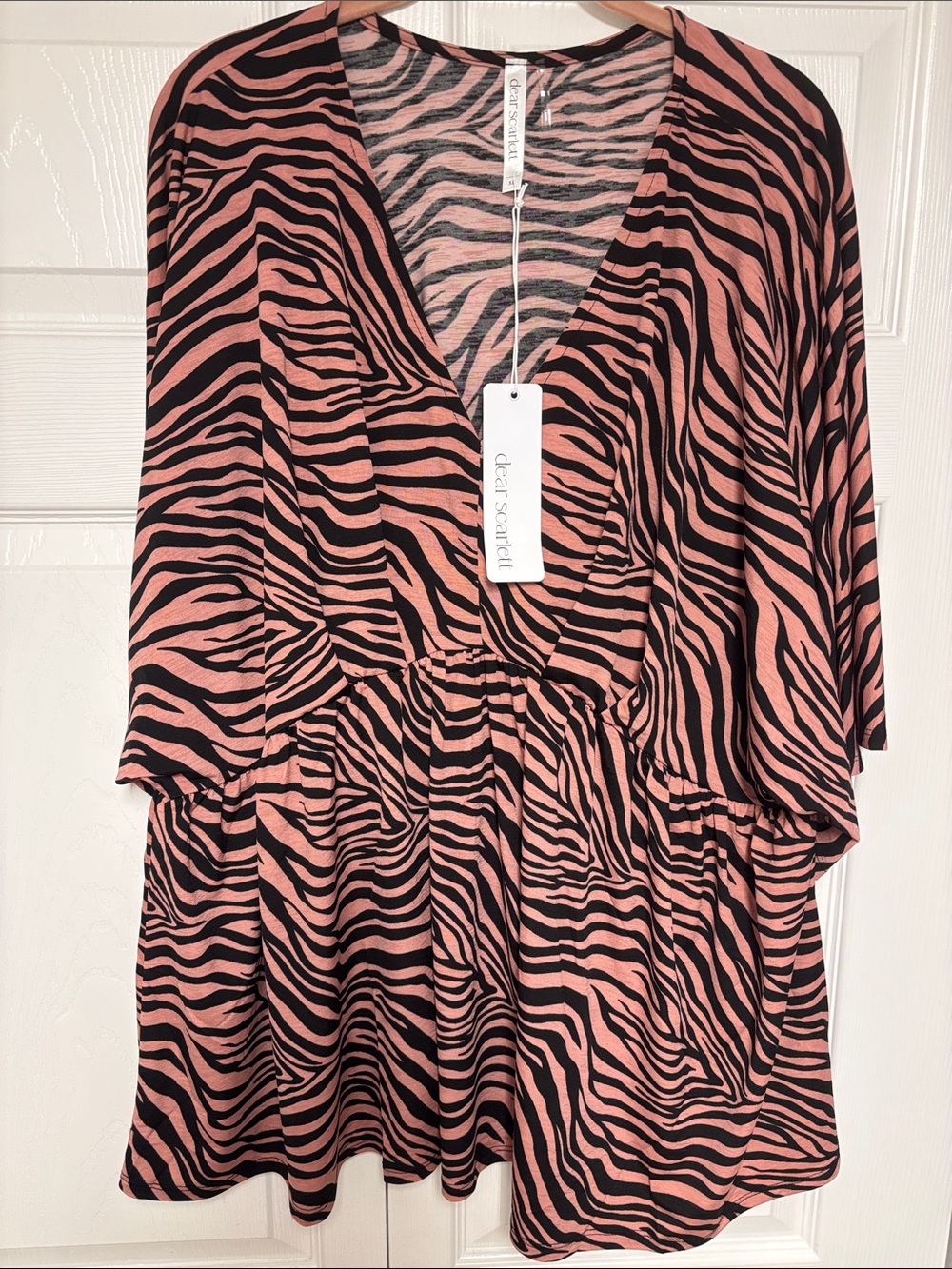 Dear Scarlett Dreamer Pink Zebra-Print V-Neck Tunic